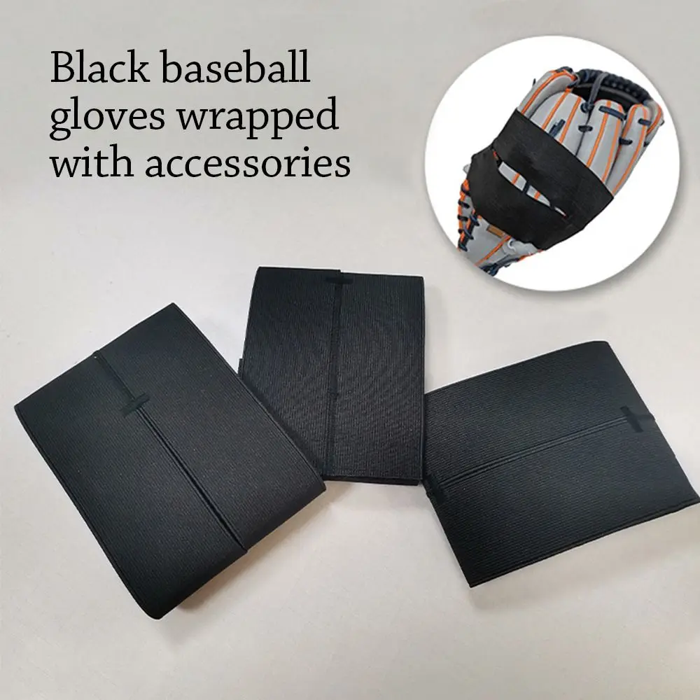 Elastic Baseball Glove Wrap Adjustable Mitt Shaper Baseball Glove Strap Durable Black Softball Fastener Tape