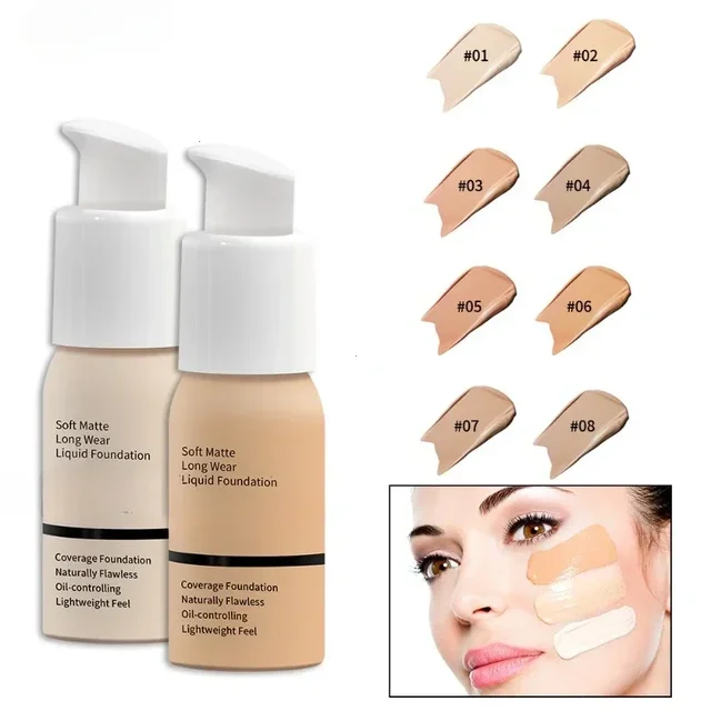 Oil Control Foundation Whitening Matte Concealer Brighten Waterproof Oil-control Dark Circles Makeup Base Full Coverage Cosmetic