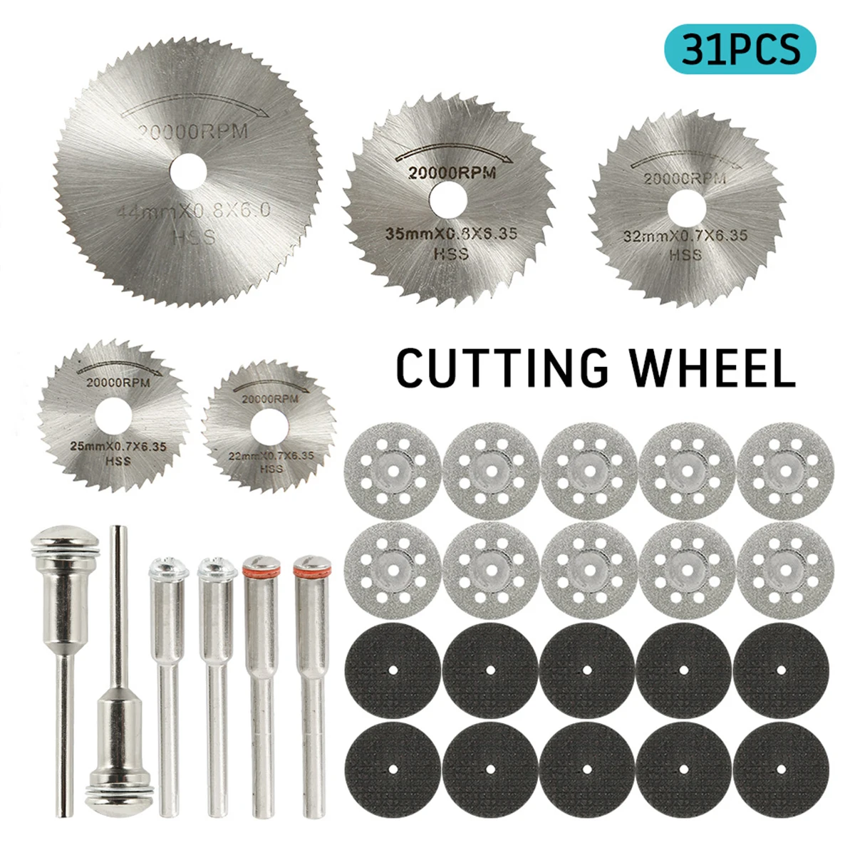 

31pcs Mini Saw Blades Diamond Cutting Wheels Set HSS Circular Saw Blade Woodworking Tools for Drill Rotary Tool Accessories