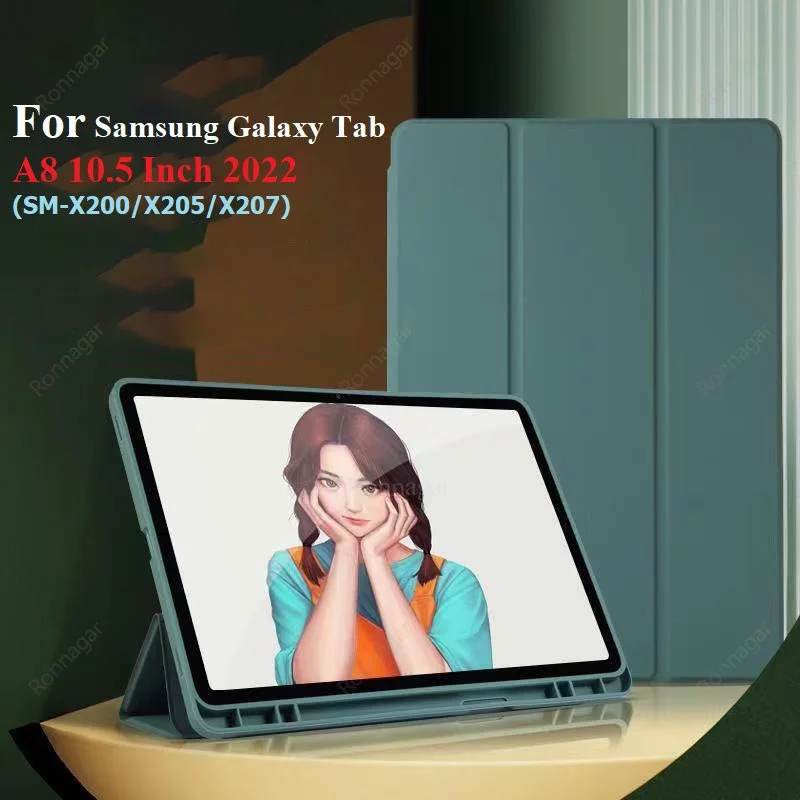 

Pen Slot Case for Samsung Galaxy Tab A8 10.5'' Protective Soft Cover Case for Galaxy Tab A8 10.5 Inch SM-X200 X205 X207