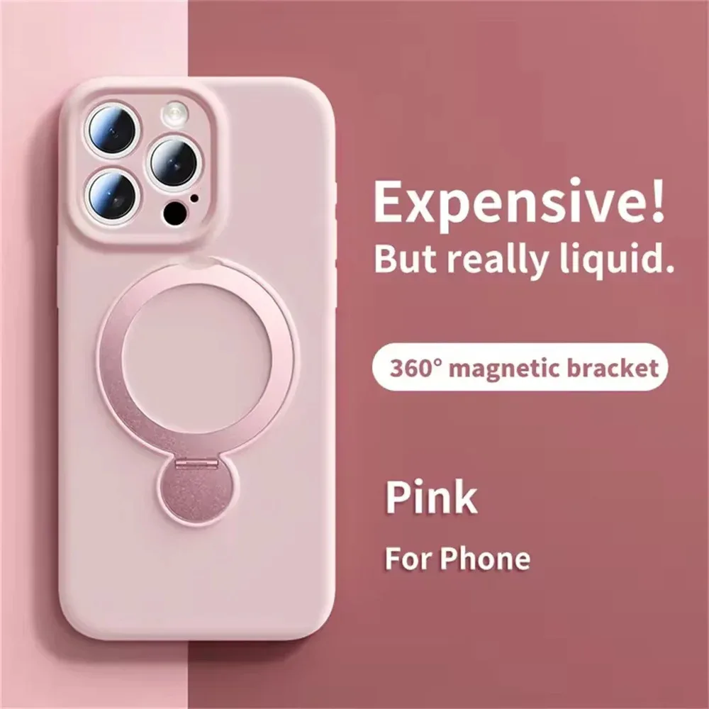 Original Liquid Matte Magnetic Stand Phone Case for iPhone 17 16 14 15 Pro Max For Magsafe Wireless Charge Shockproof Back Cover