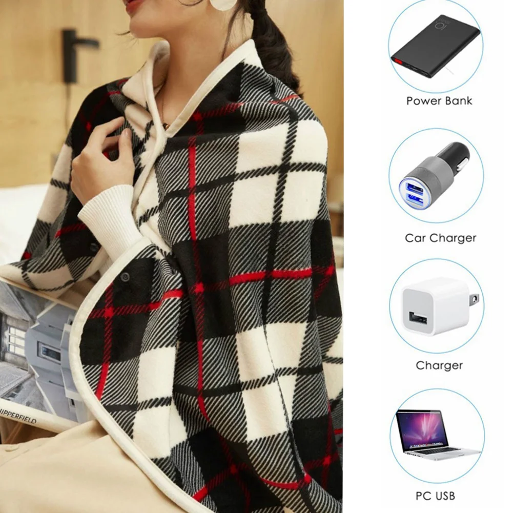 Mink Velvet Wearable Electric Blanket Multifunctional Timer Function USB Electric Heating Shawl Home Office Back Knee Warmer