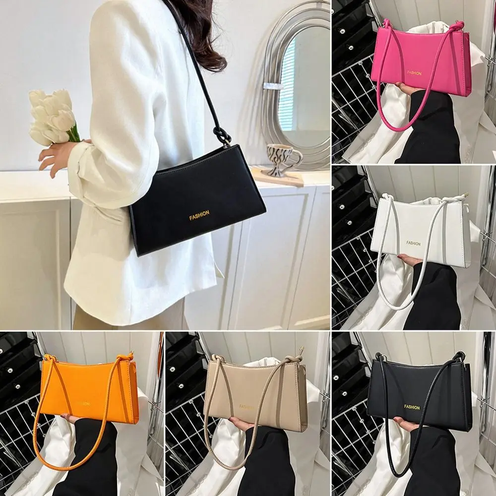 

PU Leather Shoulder Bag Portable Solid Color Handbag Totes Bag Female