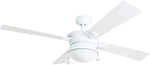 

52 Inch Contemporary Indoor Outdoor Ceiling Fan with Light, Pull Chain, Dual Mounting Options, Dual Finish Blades, Reversible Mo