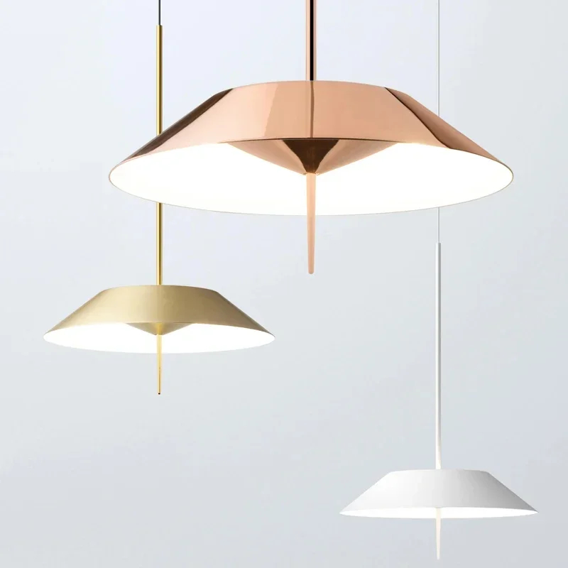 Description Picture 2 of itemModern minimalist restaurant LED chandelier painted umbrella metal Nordic dining table living room home decoration chandelier