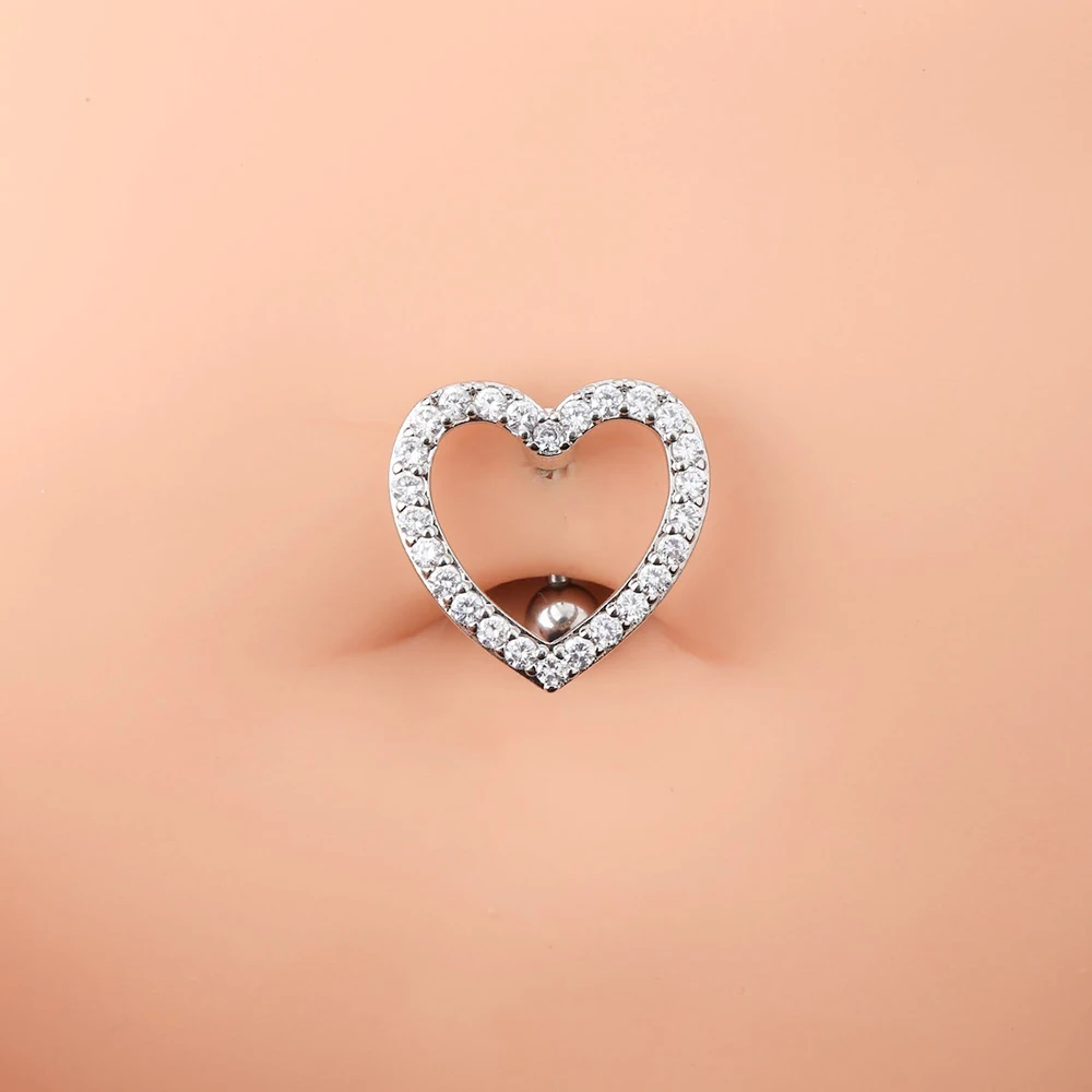 Belly Button Piercings Punk Heart Surgical Steel Reversed Bar Barbell Navel Piercing Sexy