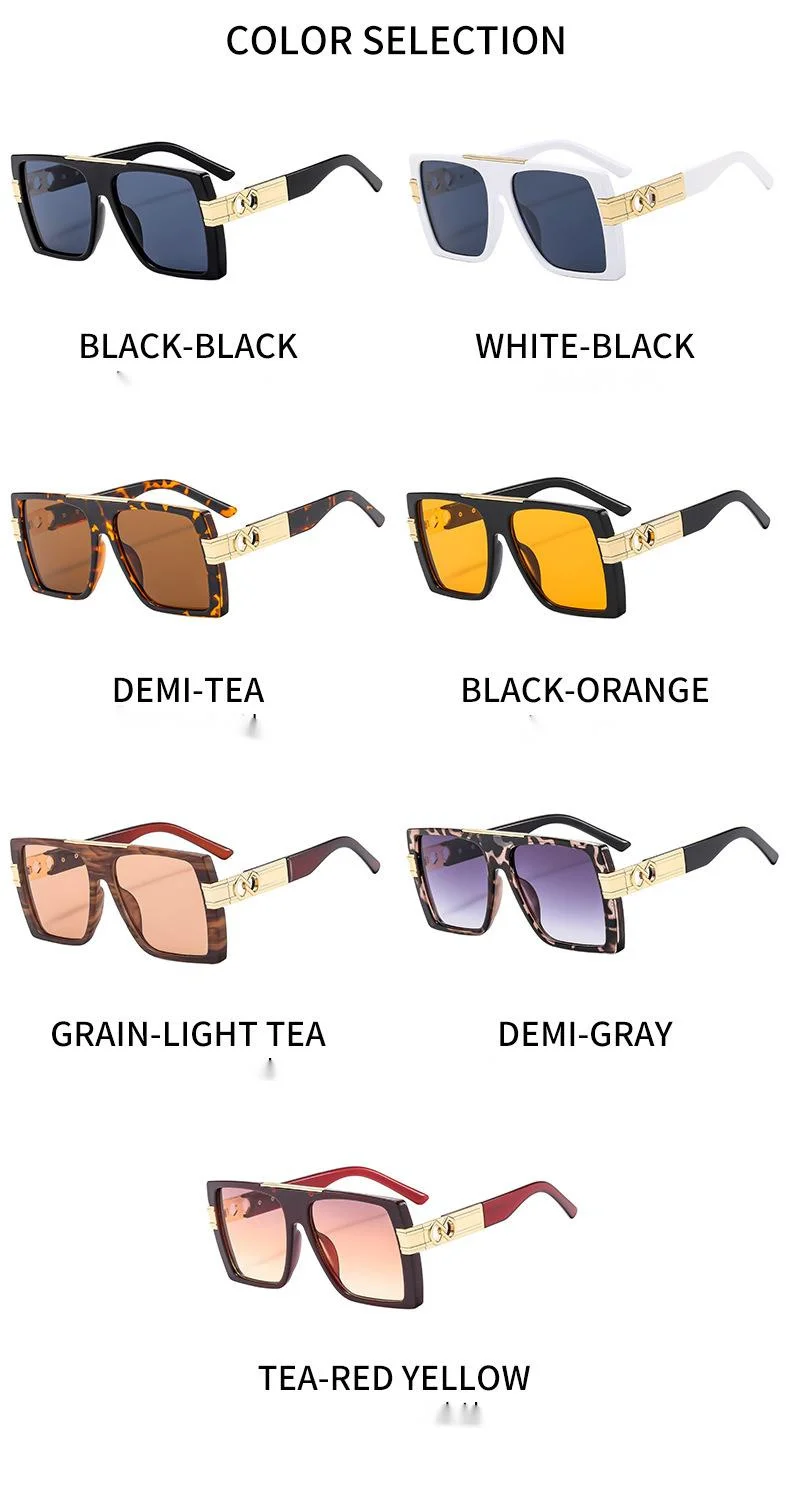 Personalized Large Frame Sunglasses For Women Flat Top Metal Design_voghion.com
