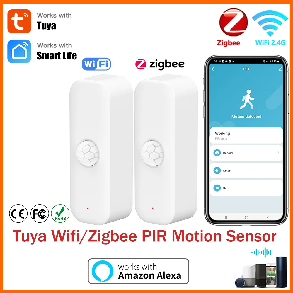 Tuya PIR 센서 WiFi Zigbee 스마트 모션 감지기 APP 원격 제어 Yandex SmartLife Alexa와 함께 작동