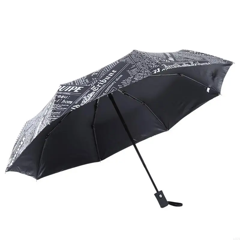 448B Fully Automatic Newspaper Printing Three Folding Umbrella Unisex Retro Umbrellas