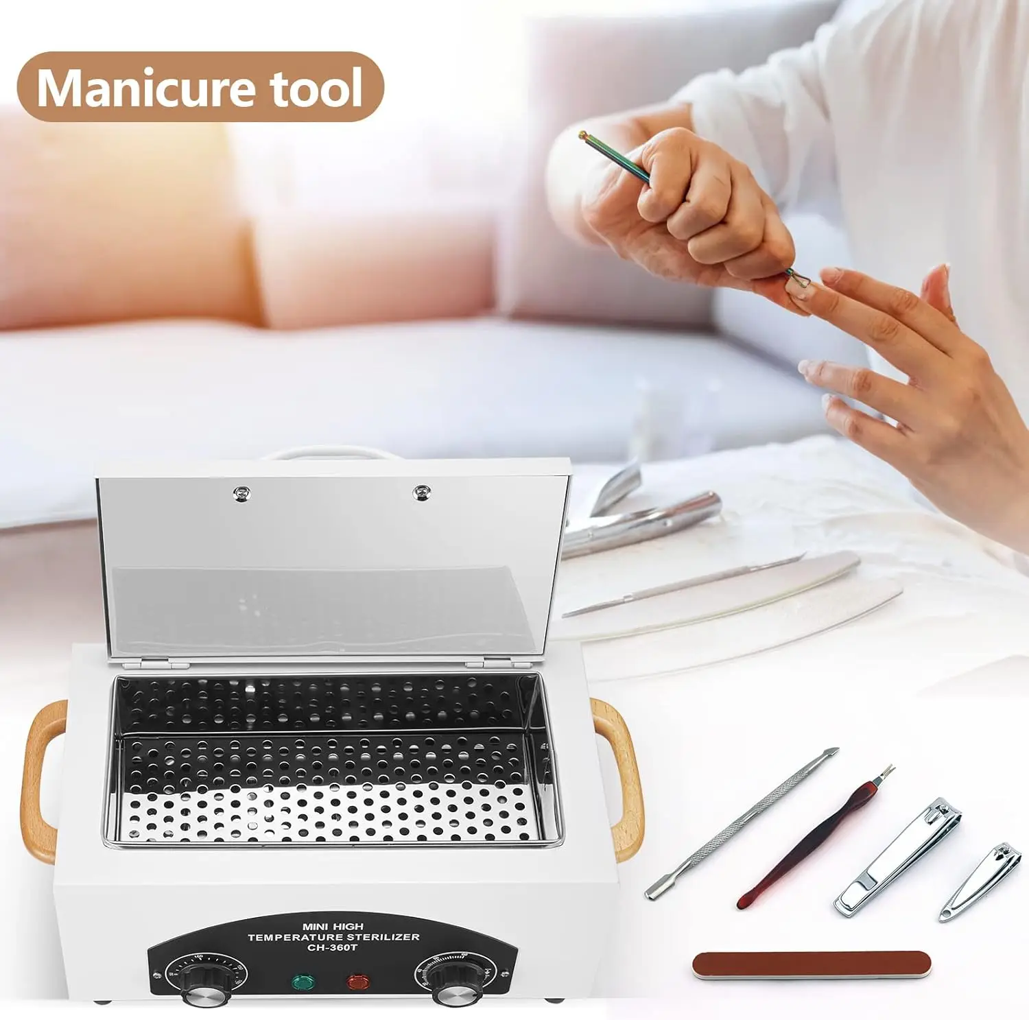 Nail Tool Sterilizer Sterilizer High Temperature Nail Tool Sterilizer Dry Heat Dental Tool Salon Equipment for Metal Tools Handle 1.5L
