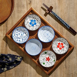 Set of 6 Japanese Mini Ceramic Plates for Sauces, Snacks, and Desserts (Brown)