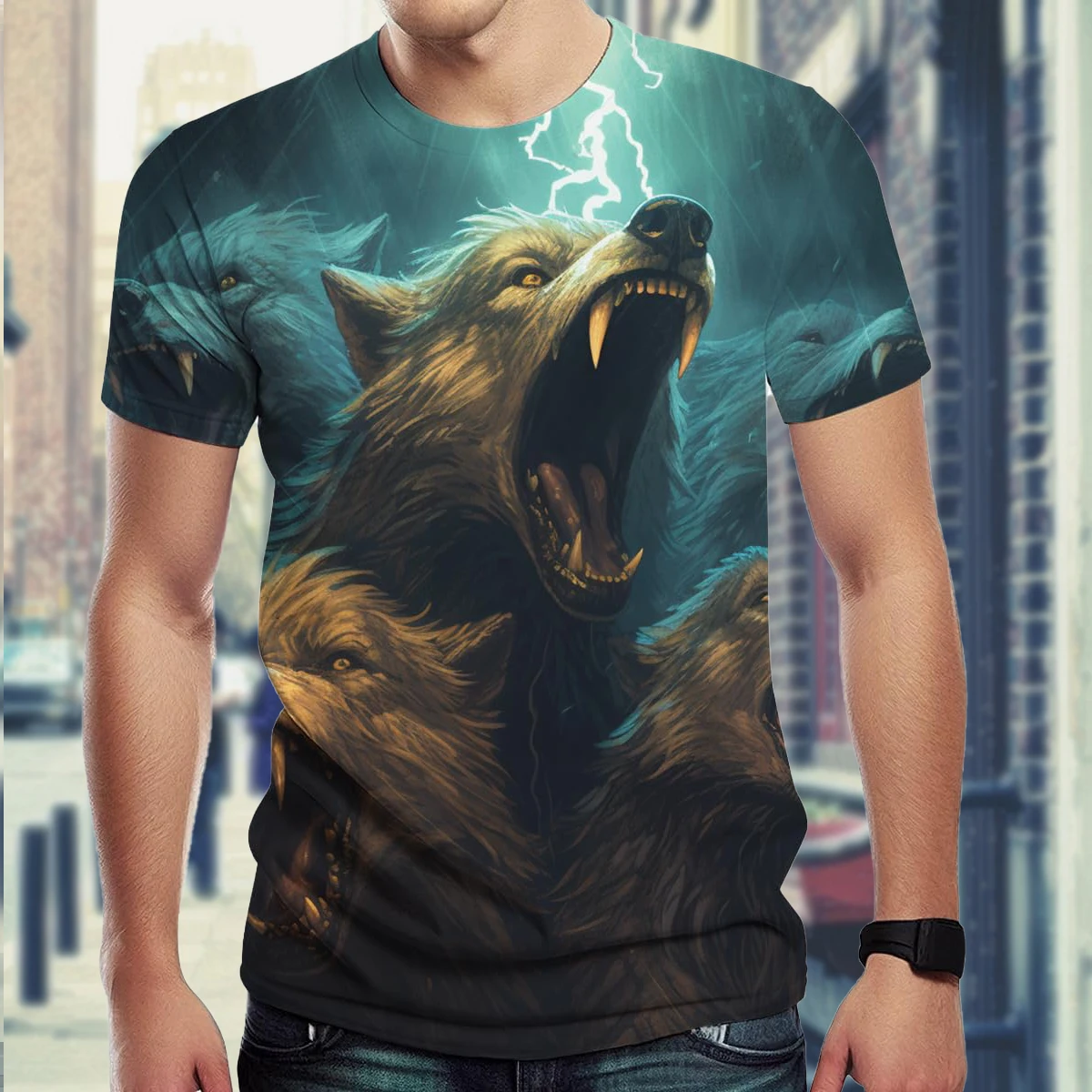 2024 Wolf T Shirt For Mens Animal 3D Print Short Sleeve Top Casual