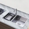Kitchen Sink Stainless Steel Double Bowl Anti Corrosion Soundproof with Draining Basket and Sewer 2