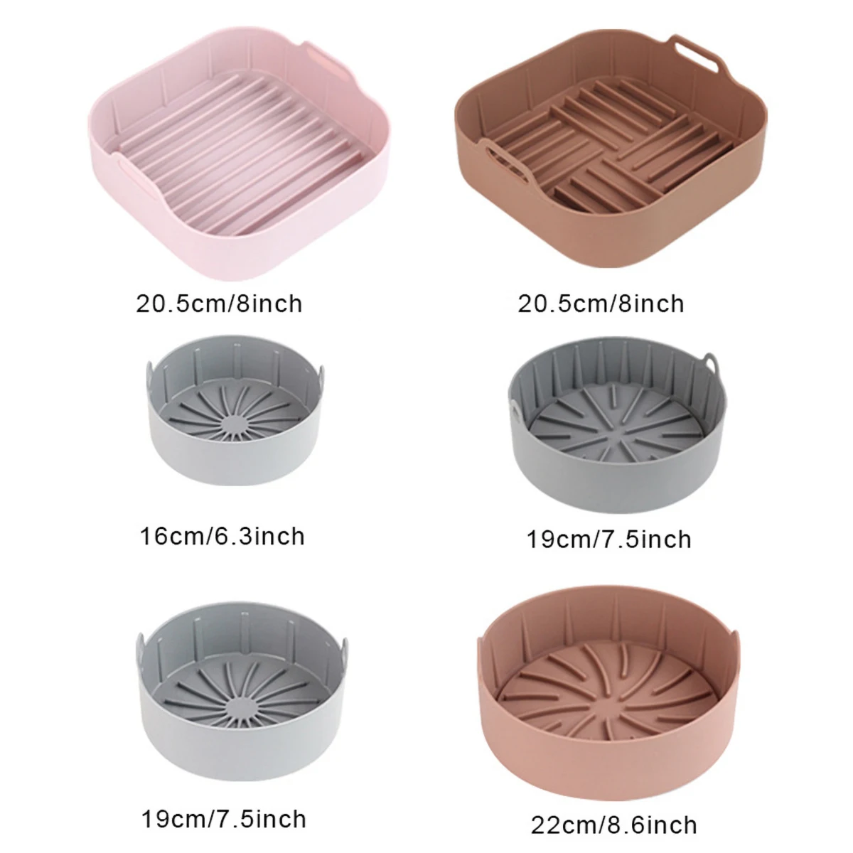 Air Fryer Silicone Pot Grill Pan Multifunctional Mat Instant Steamers Round Square 22cm 20.5cm 19cm 16cm Ninja | Дом и сад