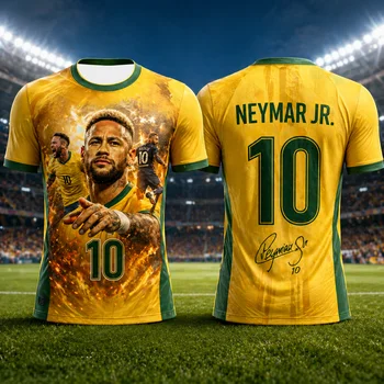 New Trendy Neymar Soccer Jersey 3D Printed Breathable Summer Sports Shirt For Fans Outdoor Football Practice And Daily Wear 1