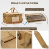 60L Large Camping Storage Bag Collapsible Cooking Trunk Organizer 600D Oxford Fabric, Waterproof Bottom Black//Khaki 4