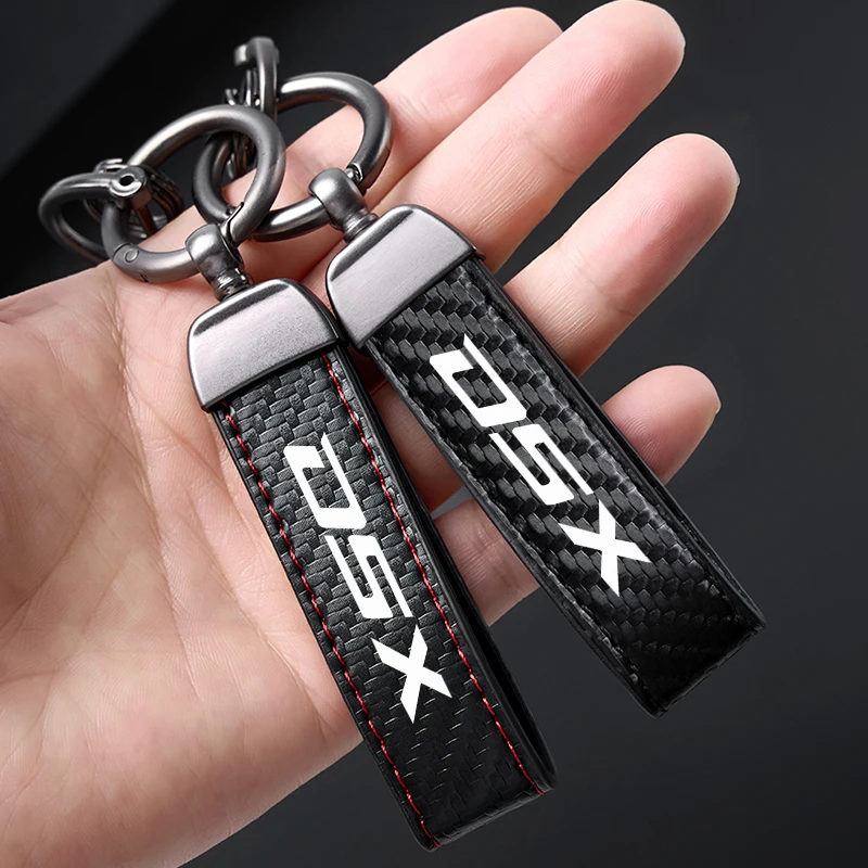 Carbon Fiber Patterned Leather Rope Keychain Keyring