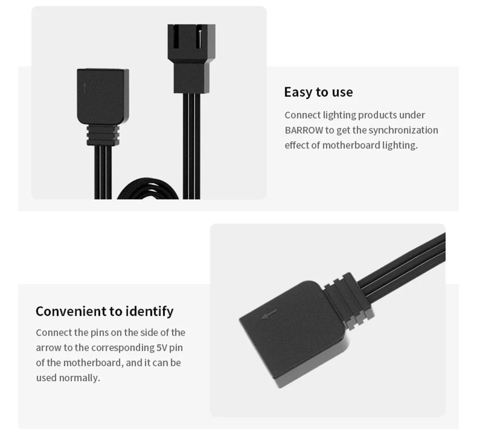 Barrow ARGB 5V 3PIN Motherboard LED Extension Cable LRC2.0 Addressable RGB Connector