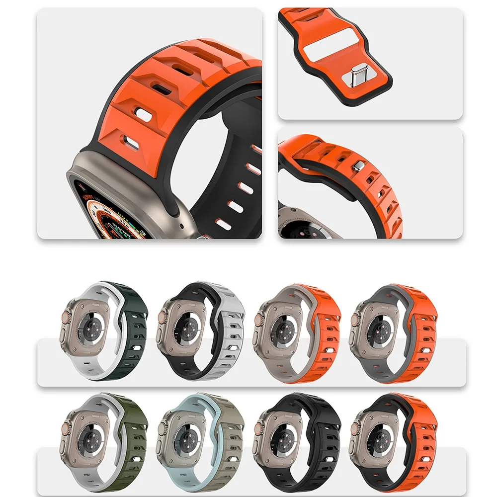 Dual-Color Silicone Loop Strap for Apple Watch - Sport Bracelet