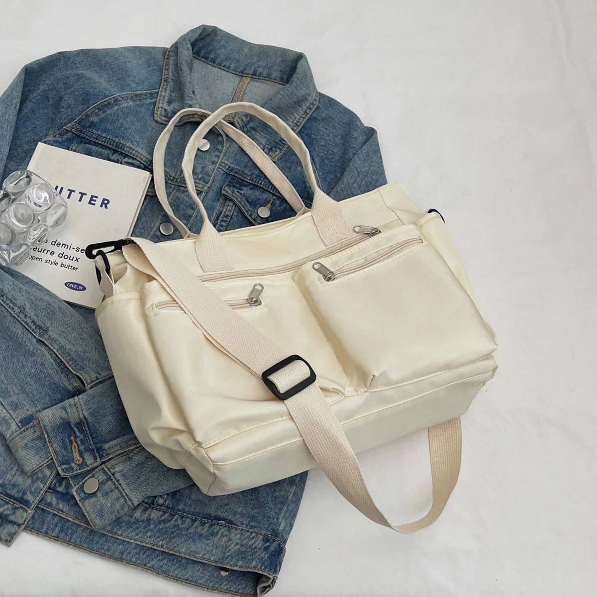 Nylon-Tragetasche Herren-Schultertasche Damen-Schulunterstützungstasche Pendler-Umhängetasche Tablet-Computer-Handtasche 2025 Neue Unterrichtstasche für die Mittelstufe – Detail 14