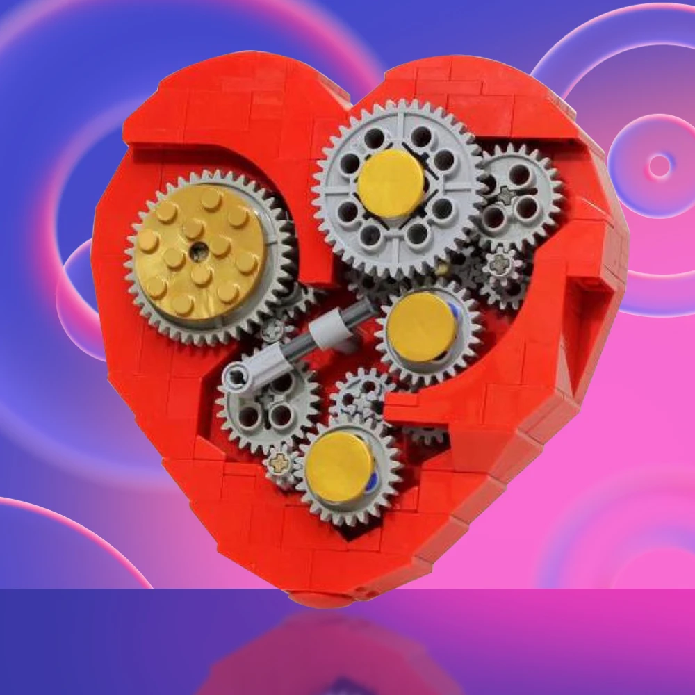 Moc Clockwork Heart Machinery Clockwork Heart Time Building Blocks Ornamento San Valentino Present Blocks Giocattoli Per Bambini