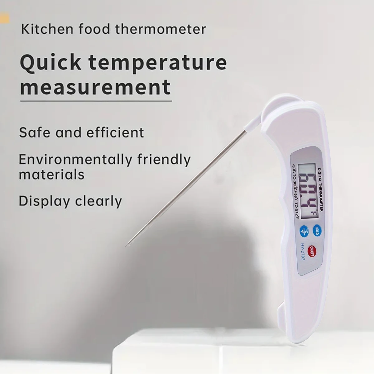 Foldable Instant Read Meat Thermometer Magnetic Stainless Steel Kitchen Food Probe Water Cooking BBQ Digital Meat Thermometer 4