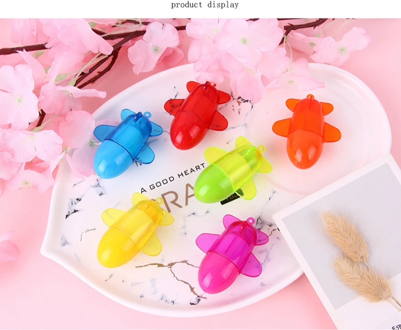 10Pcs/Lot Creative Student Stationery Cute Candy Colored Cartoon Airplane Shaped Ballpoint Pens Retractable Blue Writing Pens