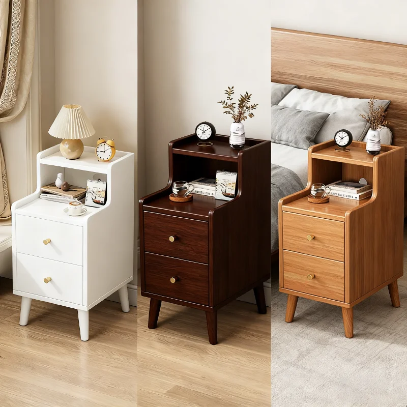 Modern Minimalist New Chinese Style Compact Narrow Bedside Table Nightstand Solid Wood Storage Drawer Bedroom Home Furniture Modern Minimalist New Chinese Style Compact Narrow Bedside Table Nightstand Solid Wood Storage Drawer Bedroom Home Furniture