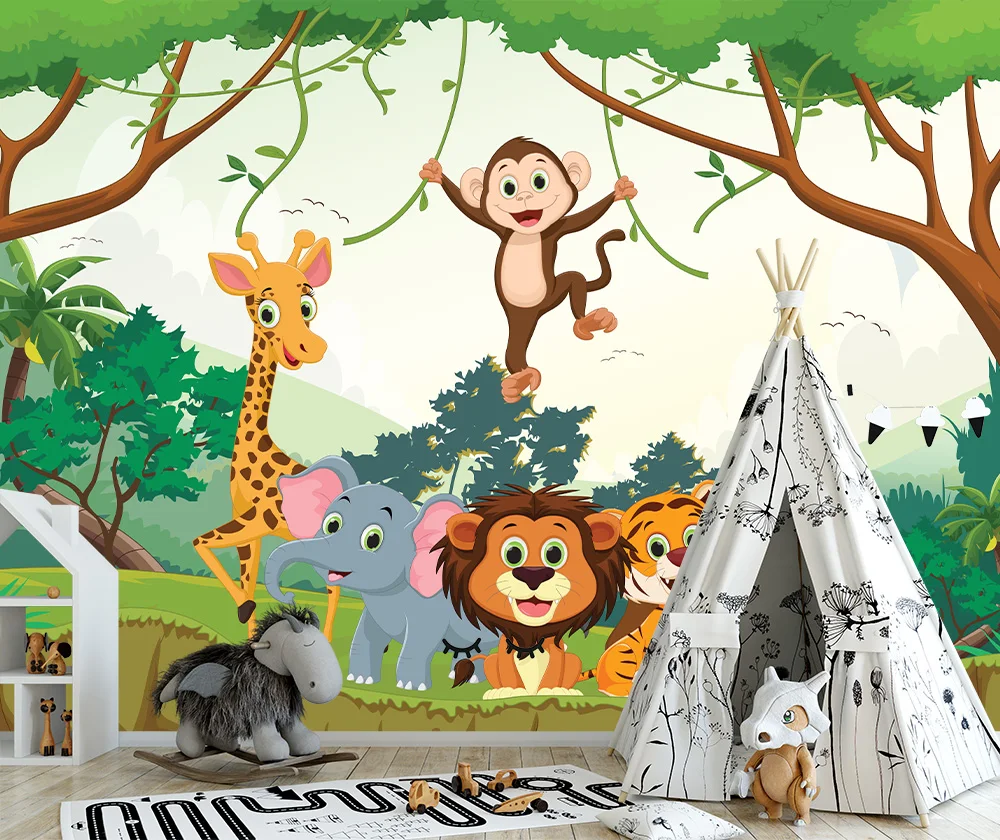 

Cute Animals in Bamboo Forest Large Living Room Wall Decor Wall Sticker Wall Decals for Bedroom Kids Room Removable Sticker