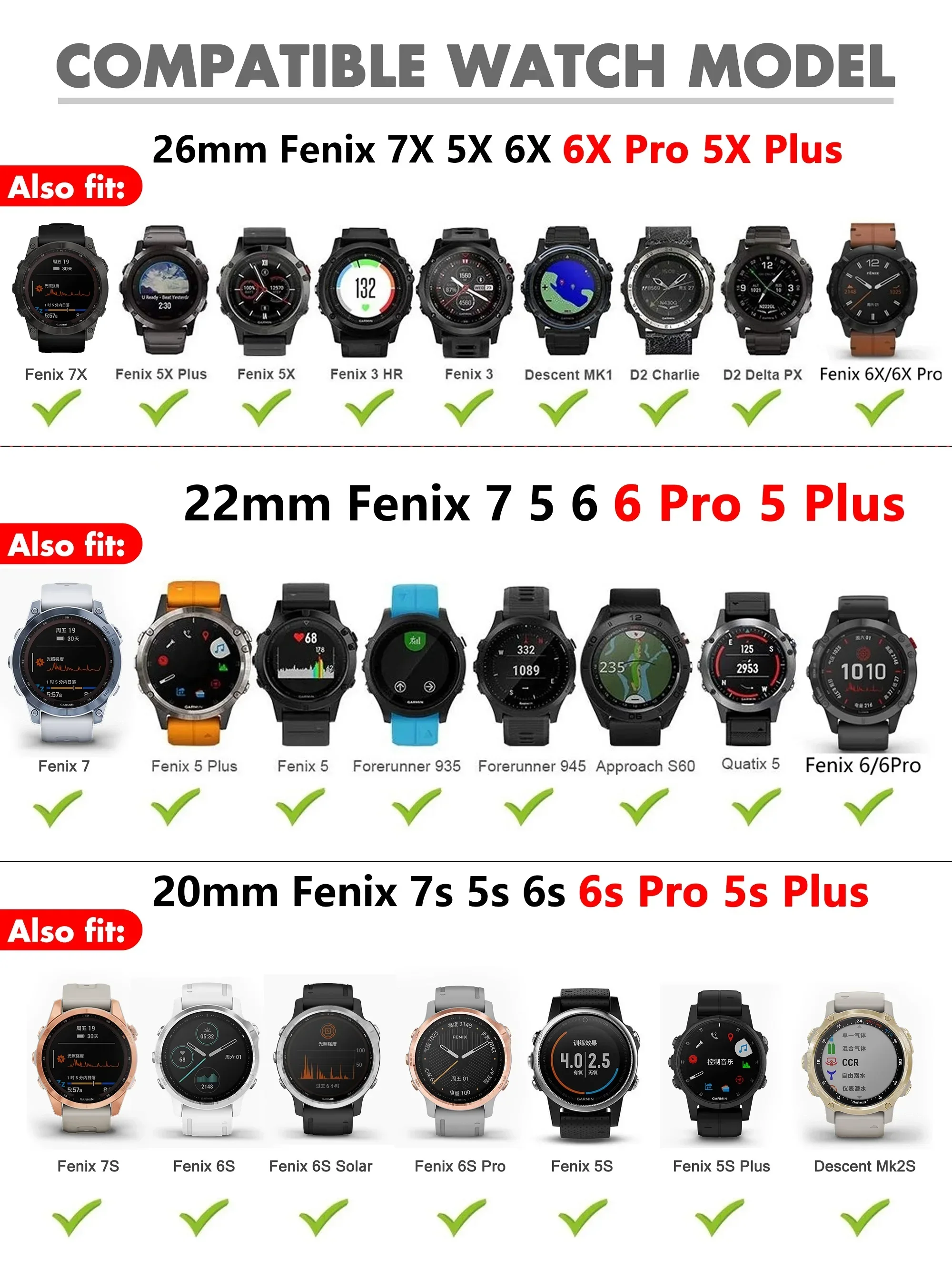 Enhanced Silicone QuickFit Strap, 22-26MM - Premium Watch Band Replacement