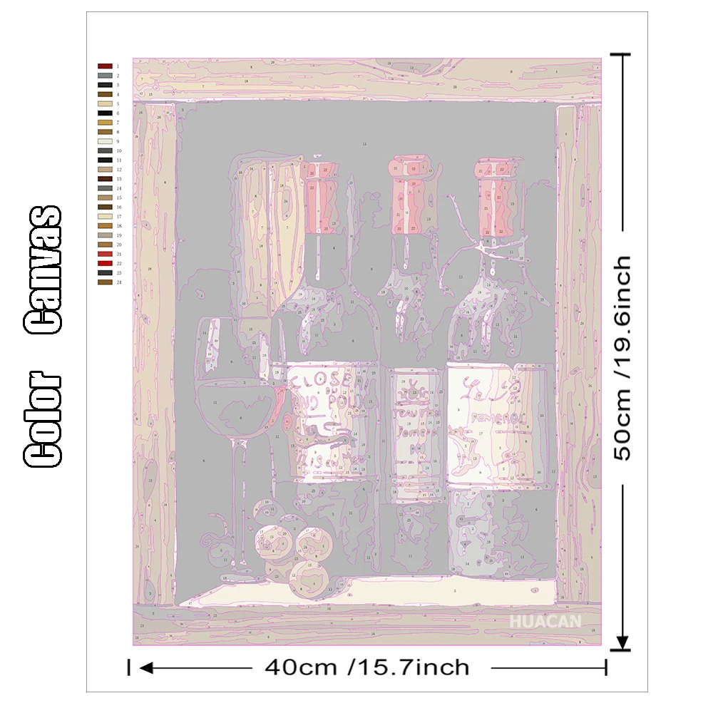 HUACAN pittura per numero vino rosso disegno su tela dipinto a mano pittura arte regalo immagini fai da te per kit numerici decorazione domestica - immagine 2