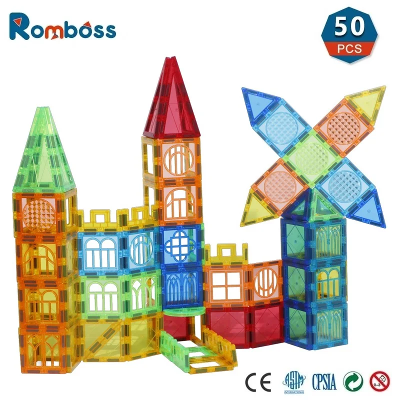 

Romboss 50pcs Magnetic Construction Set Model & Building Toy DIY Magnetic Blocks Tiles Montessori Educational Toys For Kids Gift