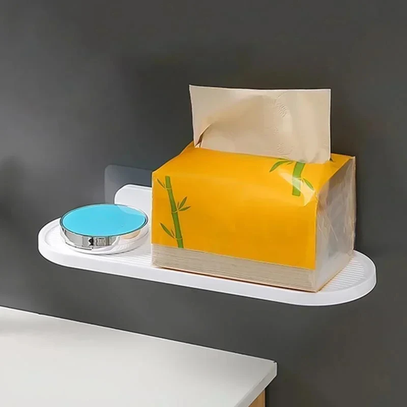 Bathroom Storage Shelf Plastic Wall Mount Shelf Adhesive Soap Shower Shelves Seasoning Bottle Bracket Storage Rack   رف تخزين 5
