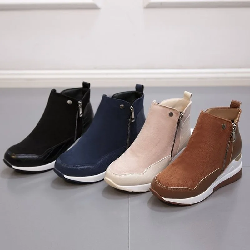 Plus Size 43 Women Short Boots Autumn Winter Fashion Modern Boots Wedges High-Top Sneakers Platform Shoes Woman Motorcycle Boots
