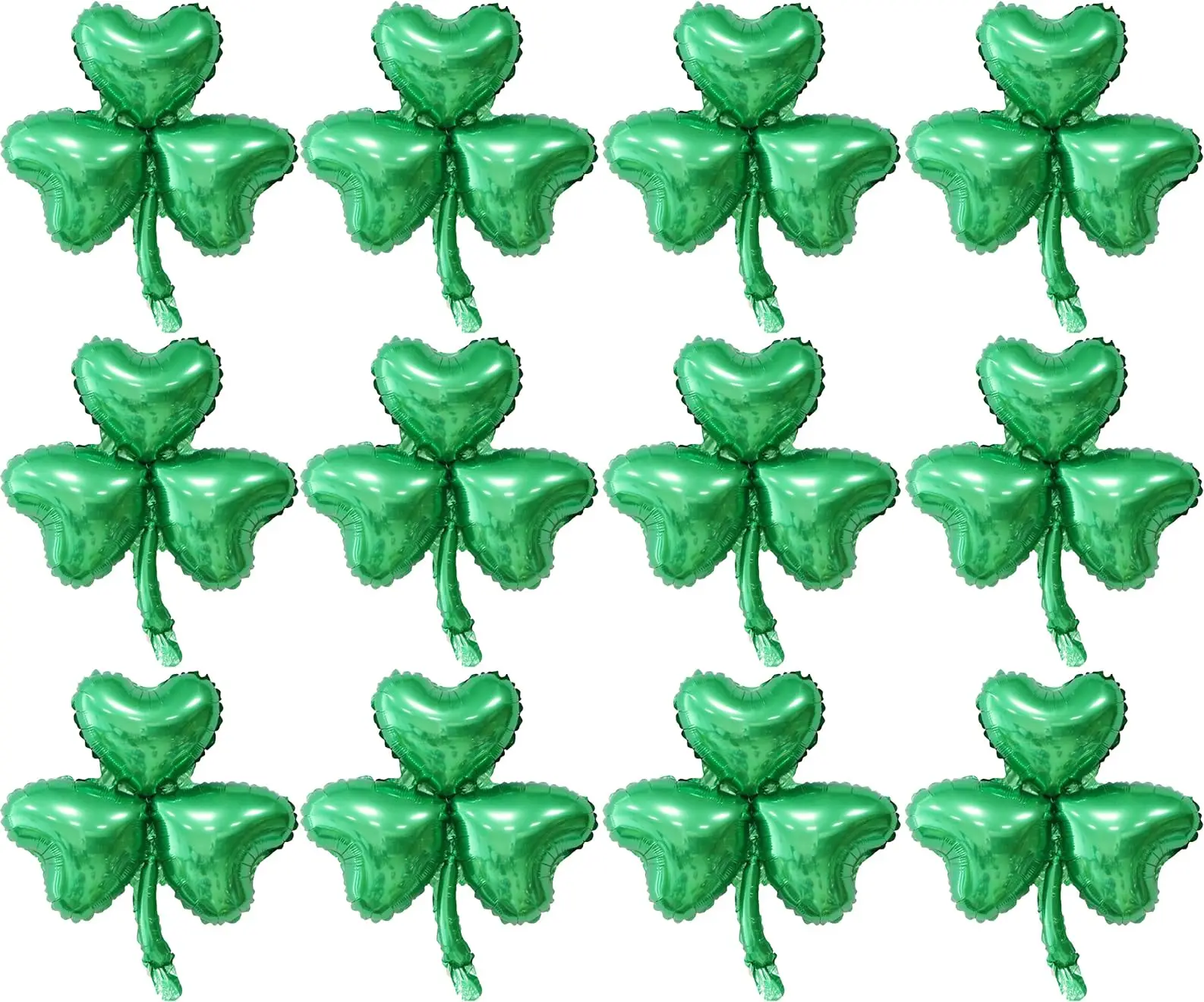 12 Stück grüne Kleeblatt-Klee-Luftballons für St. Patricks Day, Party, Geburtstag, Babyparty, Hochzeit, Dekorationszubehör