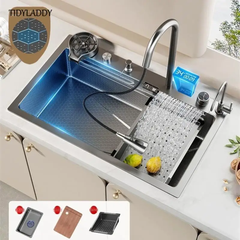 Ragyzity Filtro Per Lavello In Acciaio Inox 304, Colino Multifunzione A Cestello Con Gancio, Per Cucina, Anti-intasamento, Argento - 4