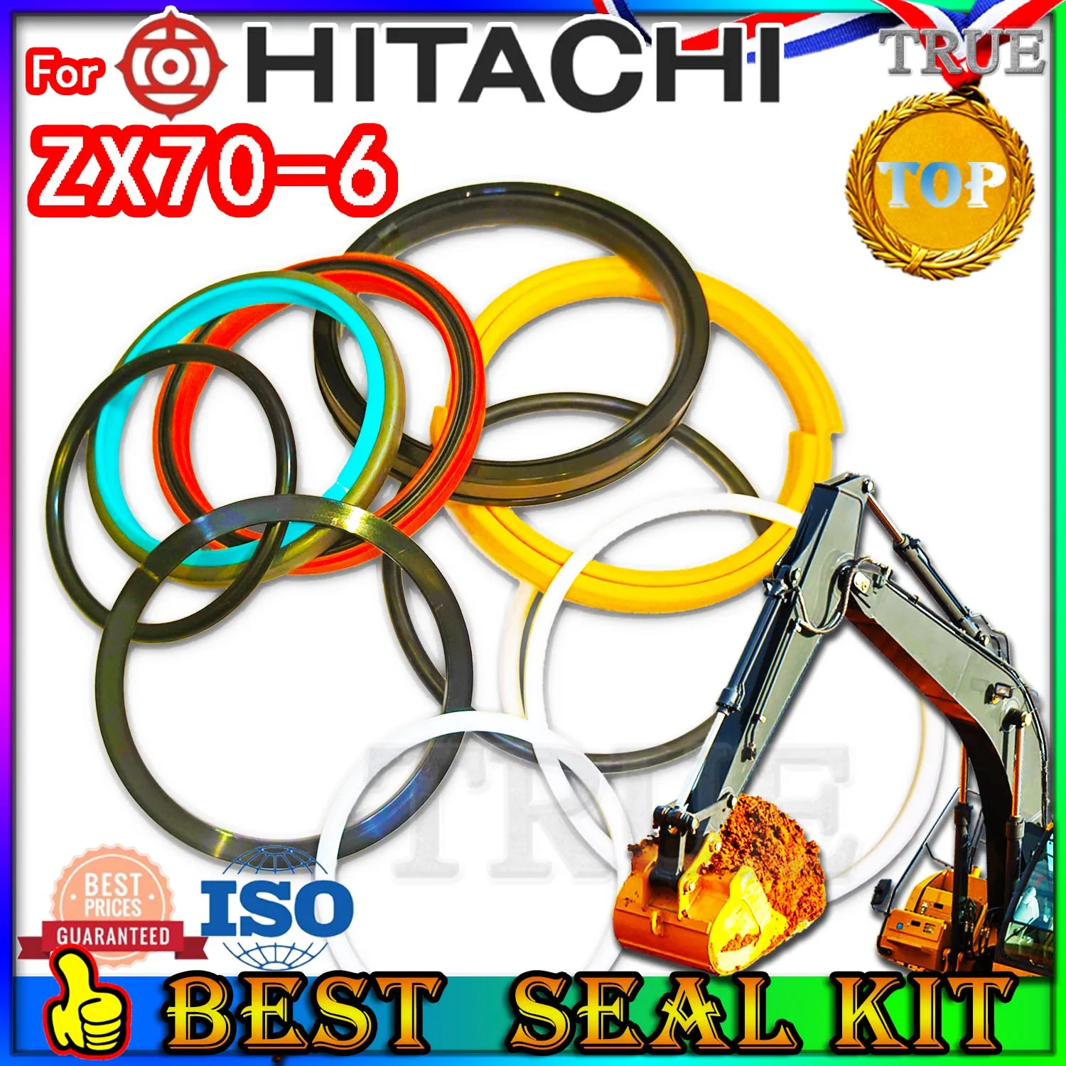 

For Hitachi ZX70-6 Oil Seal Repair Kit Boom Arm Bucket Excavator Hydraulic Cylinder Hit ZX70 6 Nitrile NBR Nok Washer Skf Track