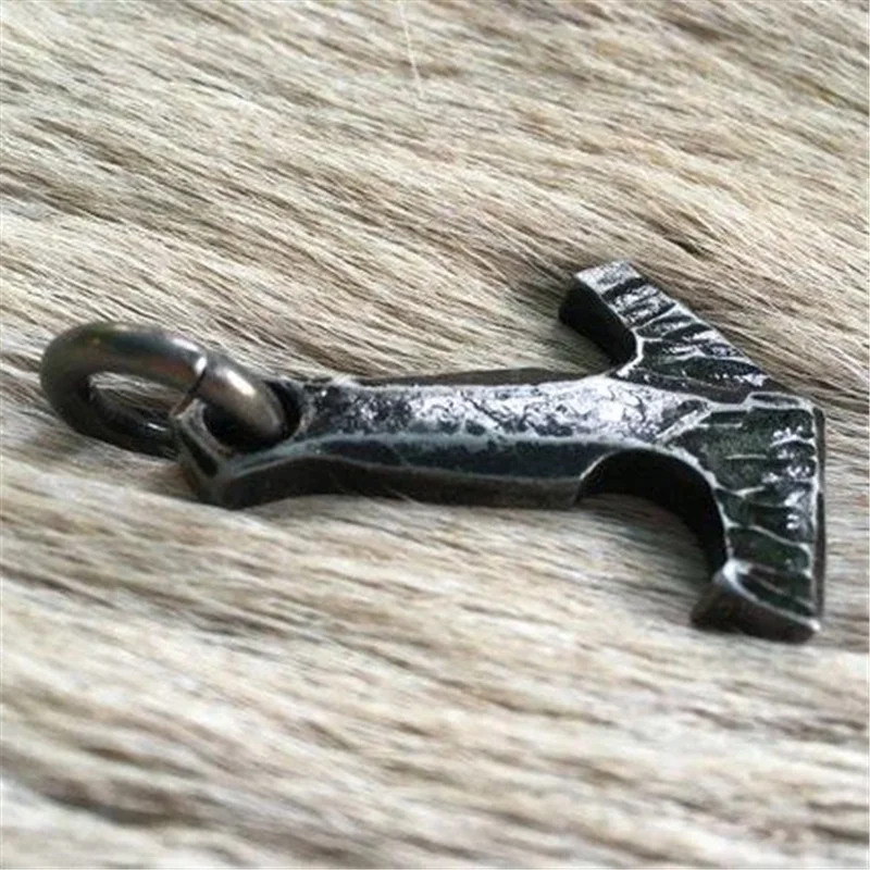 High Quality Viking Antique Stone Tools Mjolnir Thunderhammer Pendant Amulet Men's Necklace Bicycle Punk Jewelry