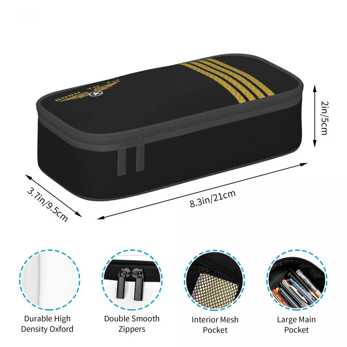 Cute Born To Fly Flight Pilot Pencil Case For Flying Aviation Aviator Large Storage Pen Box Bag School Accessories