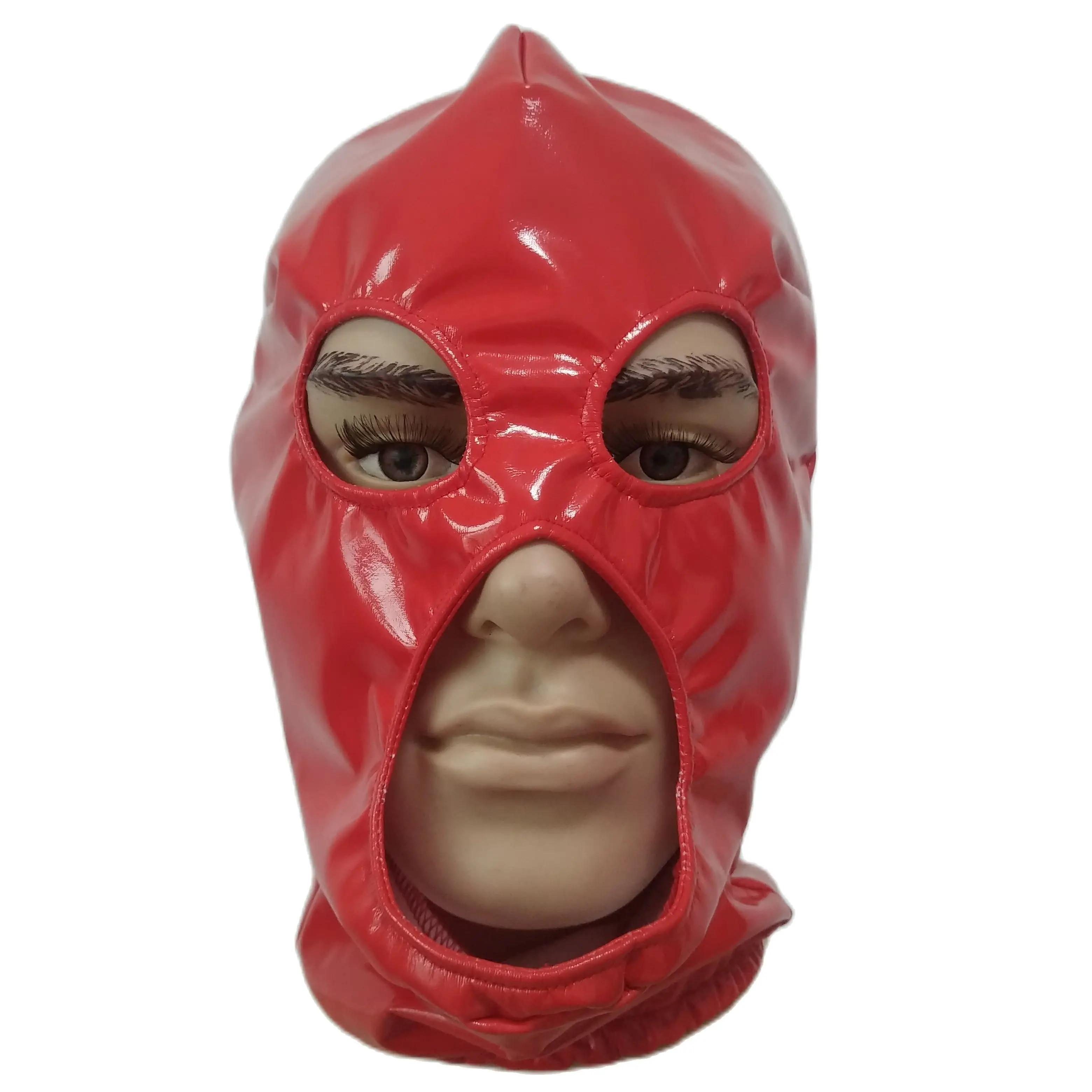 

Open Eyes and Mouth Zentai Costume PVC Faux Leather Hood Mask Halloween customers setting 8style can choose