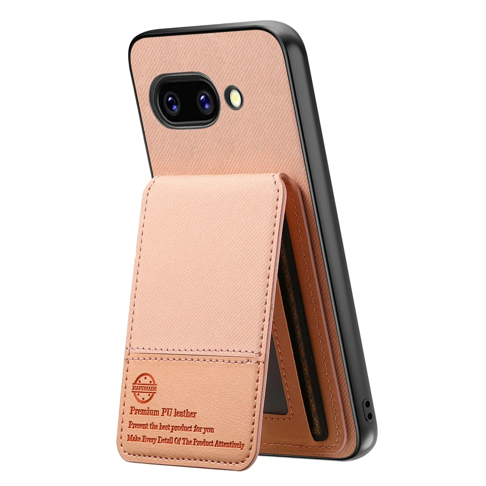 Kickstand Phone Case with Canvas Fabric and Card Holder - Anti-Drop and Shockproof Design