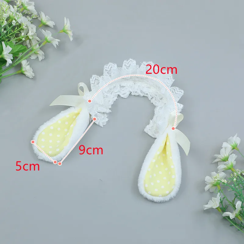 10 Different Models 20cm Plush Doll Toys Cosplay Cat's Ears and Tail 20cm Cotton Doll Imitation Rabbit Ear Hair Band Accessories