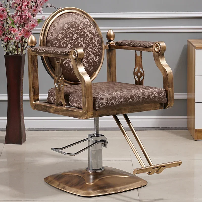 Professional Vintage Barber Chair Aesthetic Armchair Metal Barber Chairs Hairdressing Sillon Barbero Peluqueria Salon Furniture