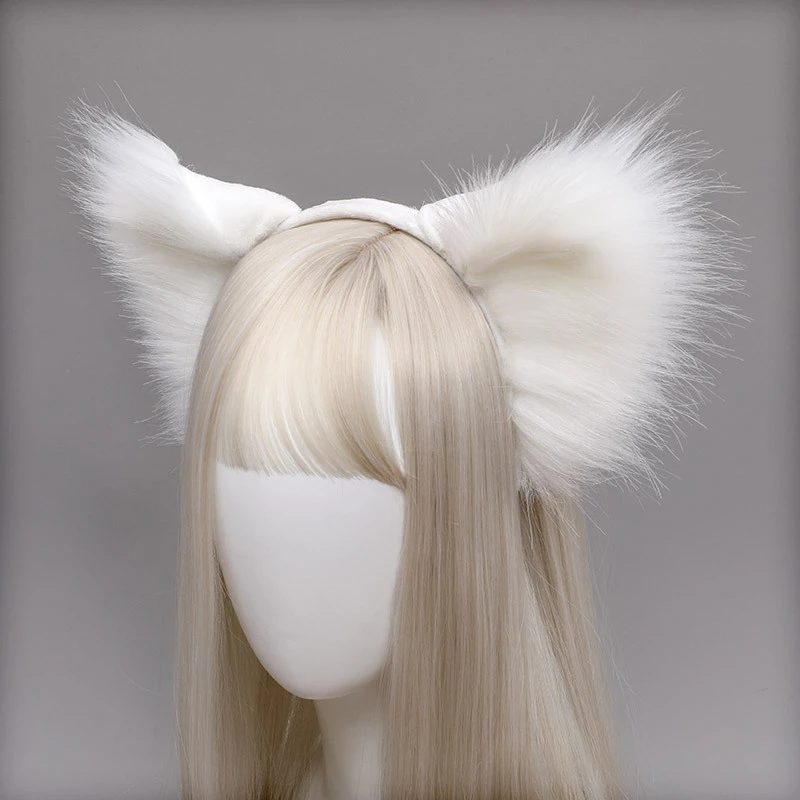 New Realistic Animal Fox Hair Hoop Lolita Anime Decor Furry Plush Foldable Wolf Cat Ears Headband Ear Cosplay Kawaii Accessories