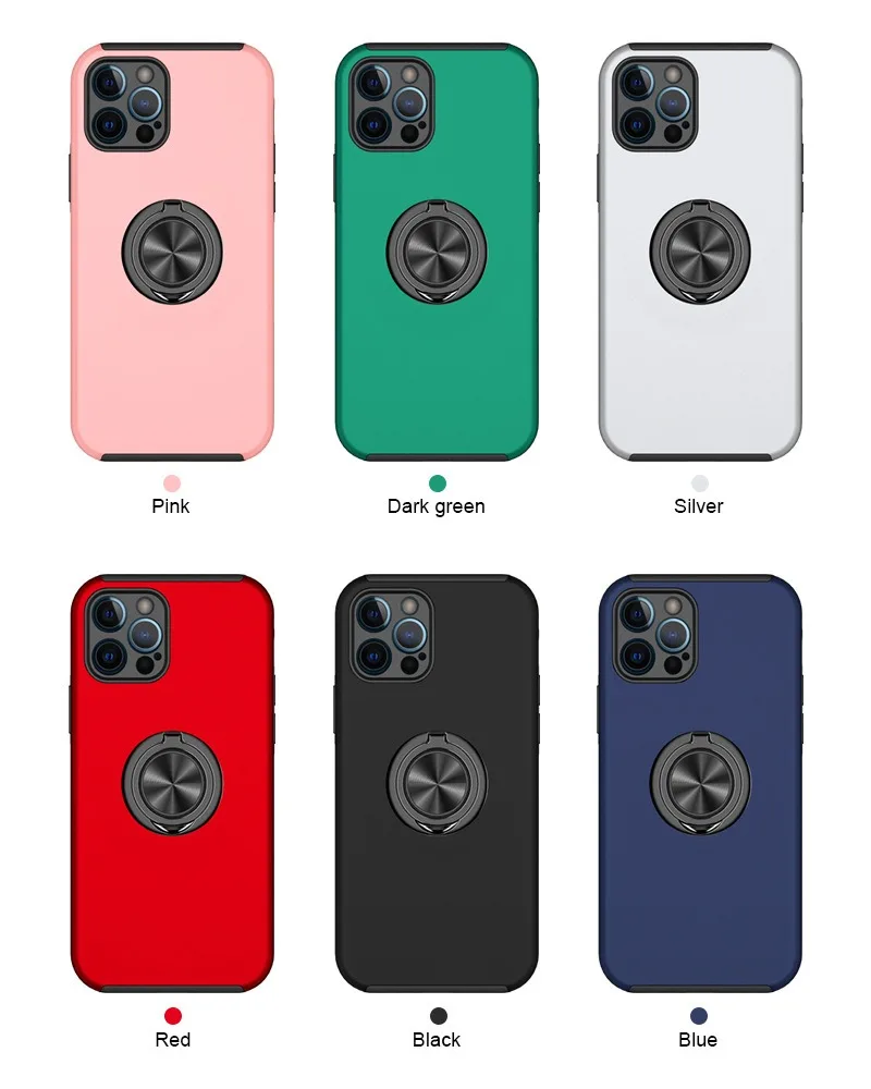 Magnetic Ring Holder Shockproof Phone Case - Durable Plastic Hard Shell Cover