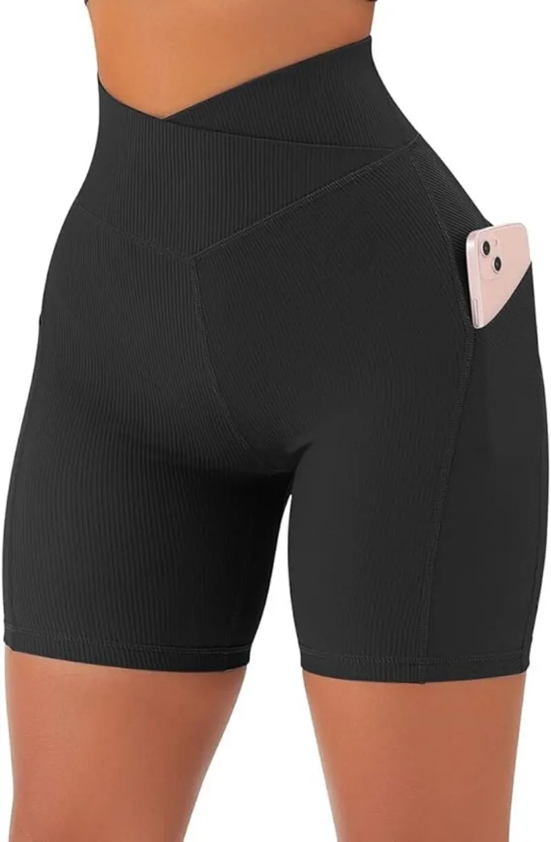 Sports Shorts Sports Short Women Cross Workout Yoga Shorts with Pockets 5" High Waist Booty Biker Short