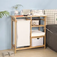 Multi-Functional Bamboo Fabric Organizer, Laundry Basket for Bedroom, Living Room, and Bathroom, Tidy Storage Shelf 1