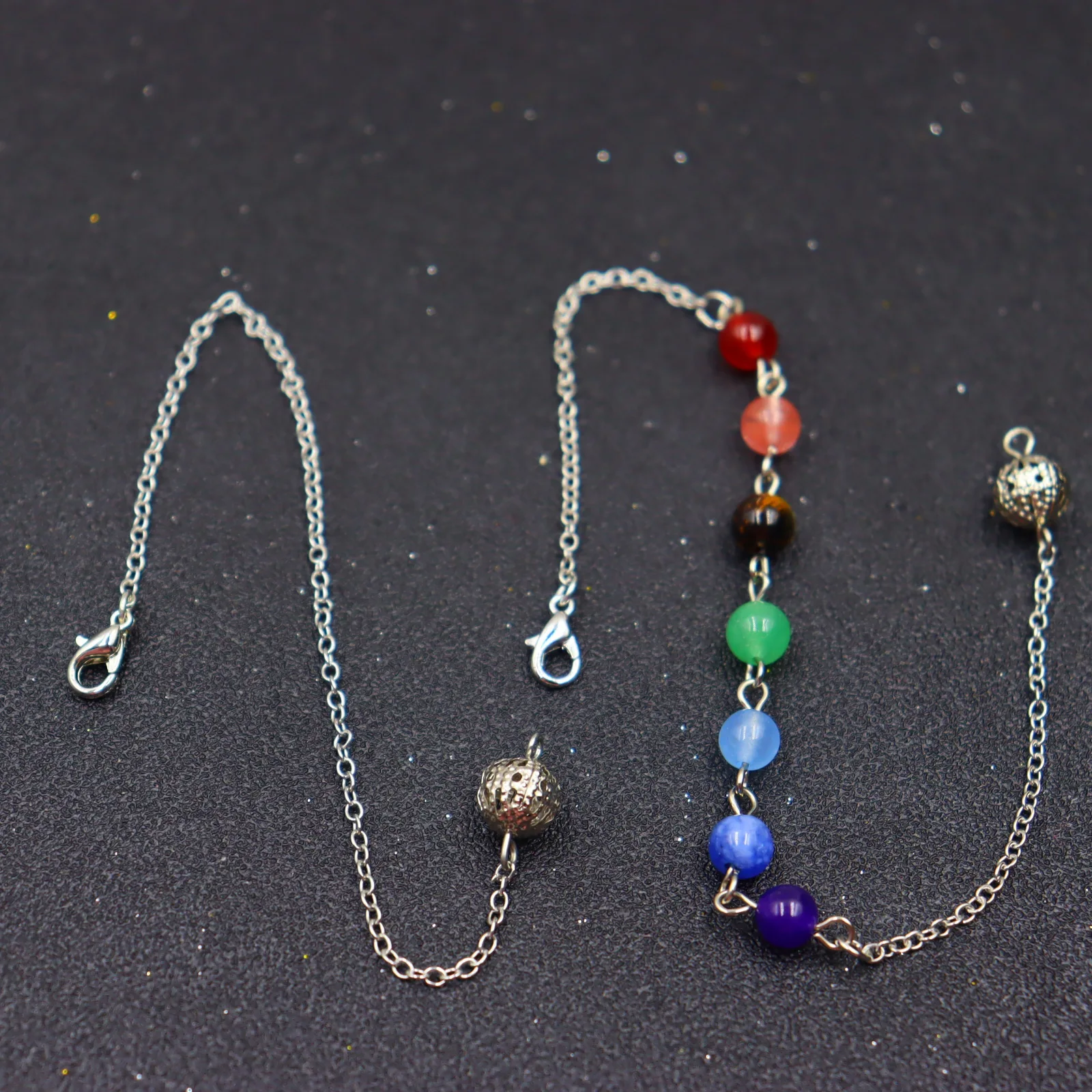 7 Color Beads Chakra Chain Hollow Bead Pendulum Chain Power Stone Pendulum Pendant Accessories Chain 3