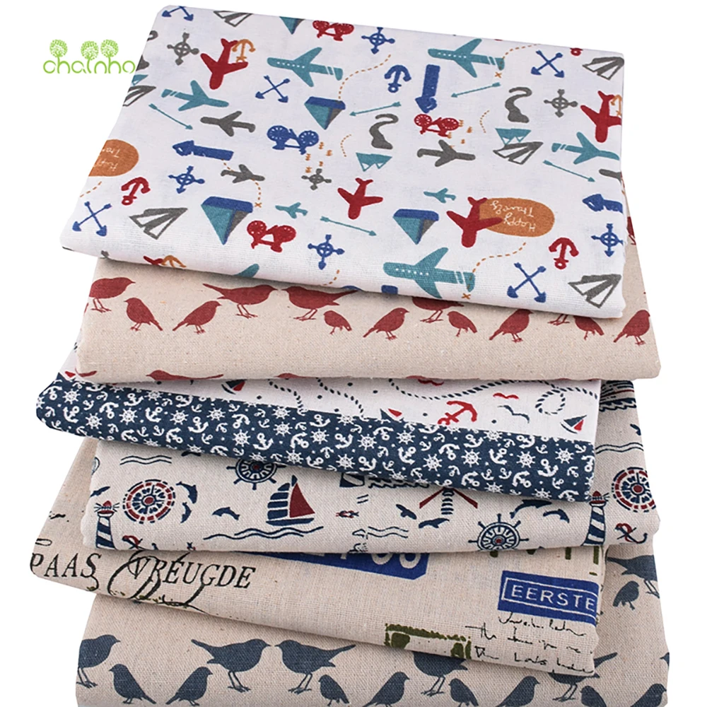 Chainho,Printed Cotton Linen Fabric,DIY Sewing Quilting Material,Cloth For Table,Sofa,Curtain,Bag,Cushion,Furniture Cover,15CL10