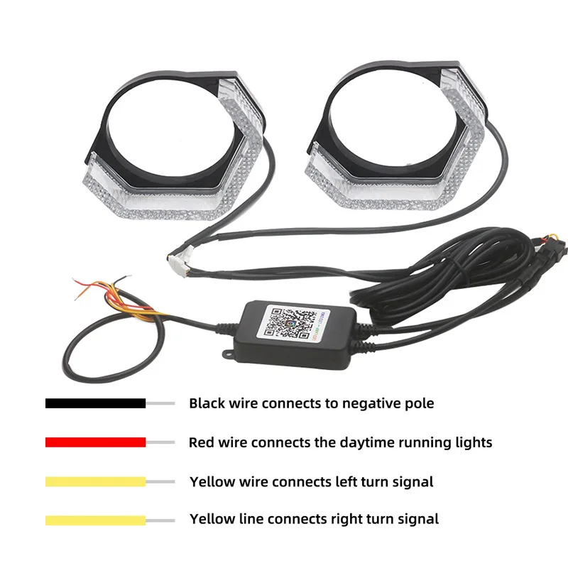 รูปสินค้า ไฟหน้า LED ขนาดใหญ่ 2.5/3 นิ้ว พร้อมวงแหวน RGB ควบคุมผ่านแอพ